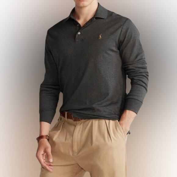 Polo Ralph Lauren Other - Polo Ralph Lauren Cotton Long-Sleeve Shirt Men’s Size L Gray w/ Brown button up